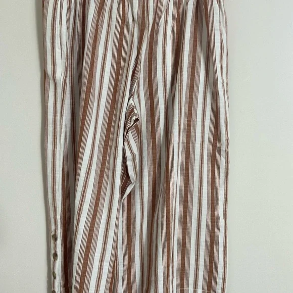 A New Approach ANA striped cropped Wide Leg Linen elastic waist pants Size XL - Picture 3 of 10